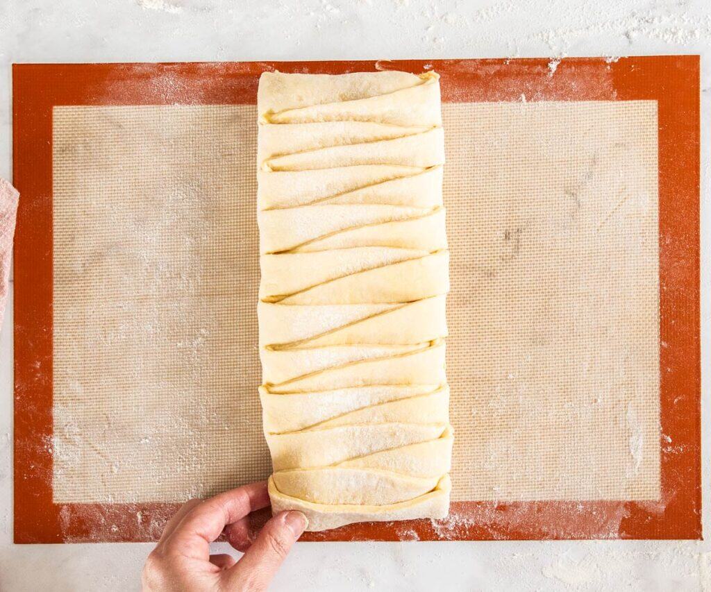 The fully braided danish braid ready to proof.