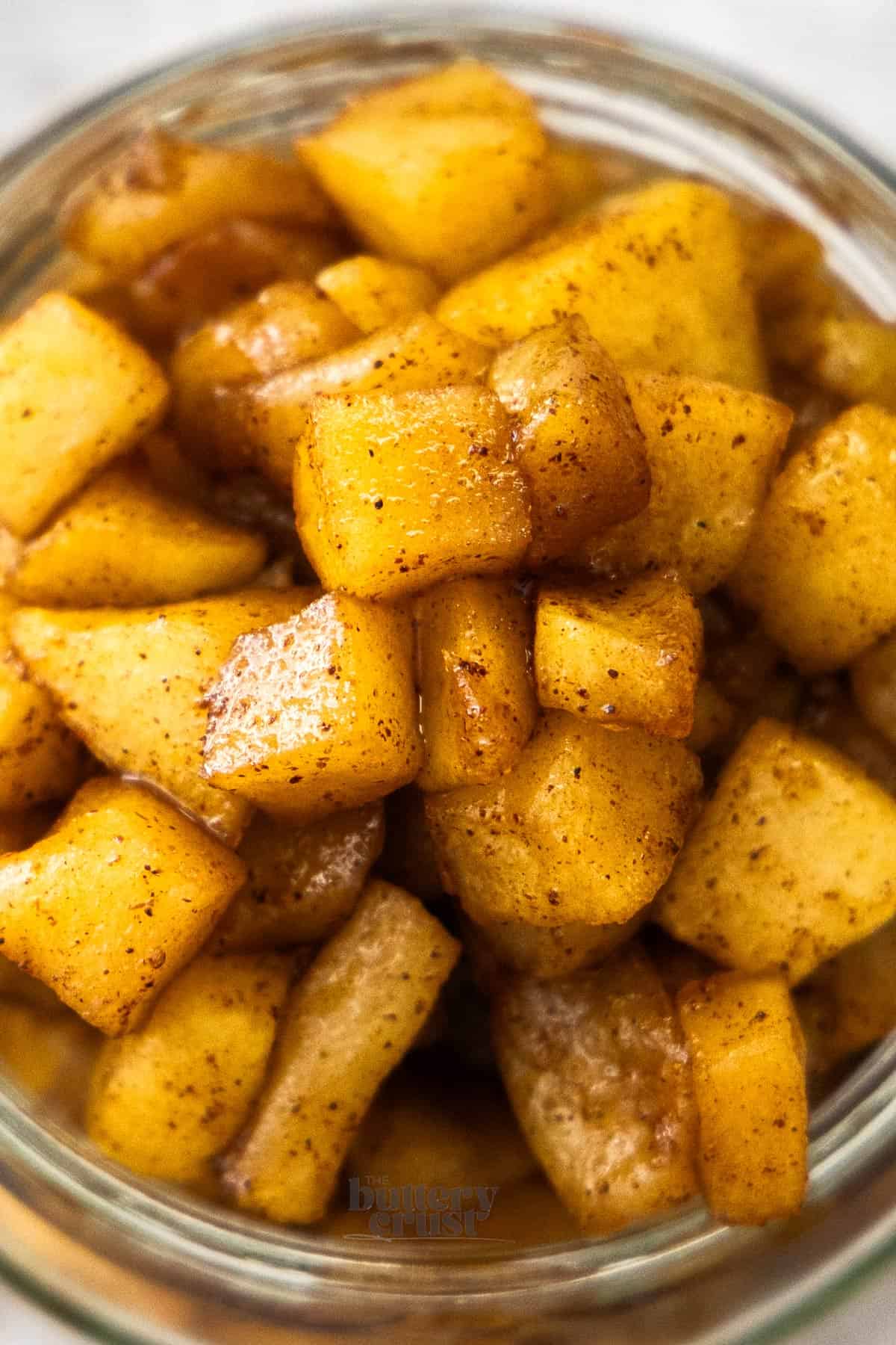 Extreme closeup of apple compote.