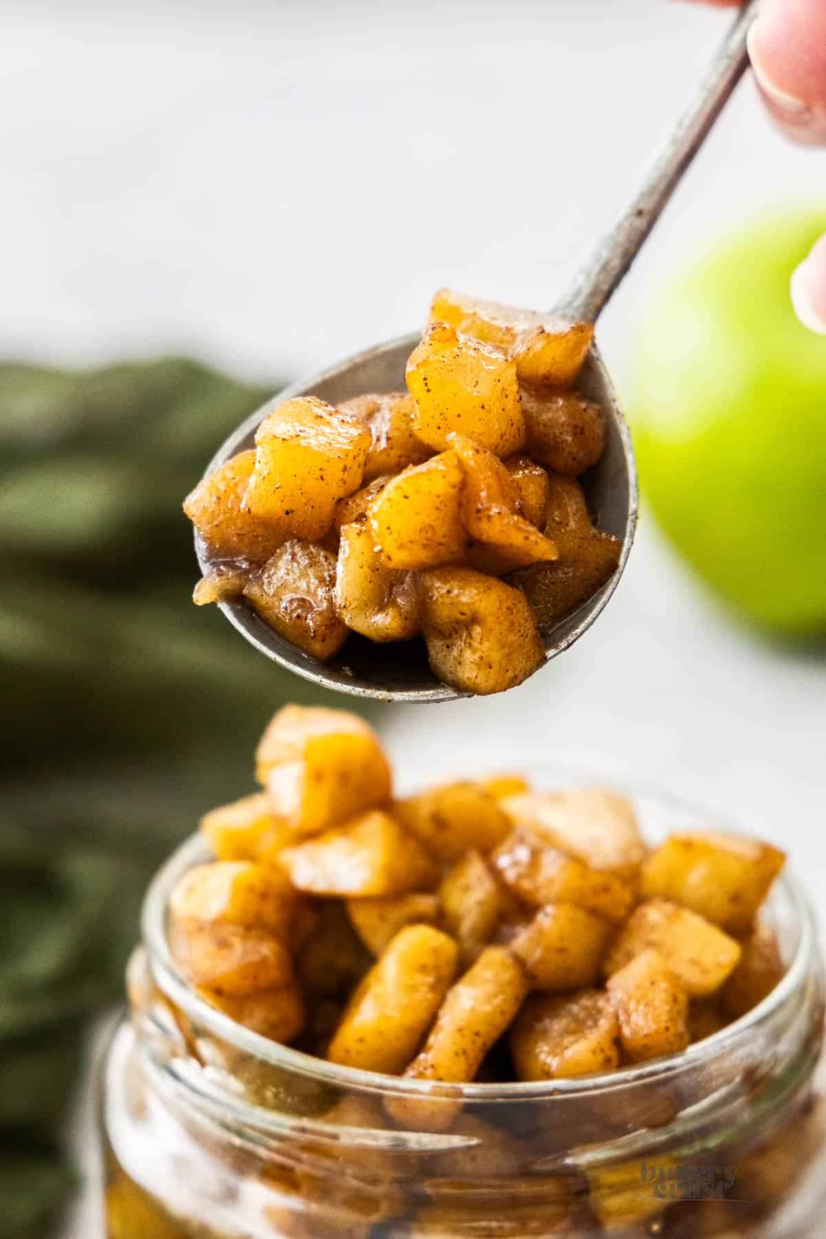 A spoonful of apple compote.