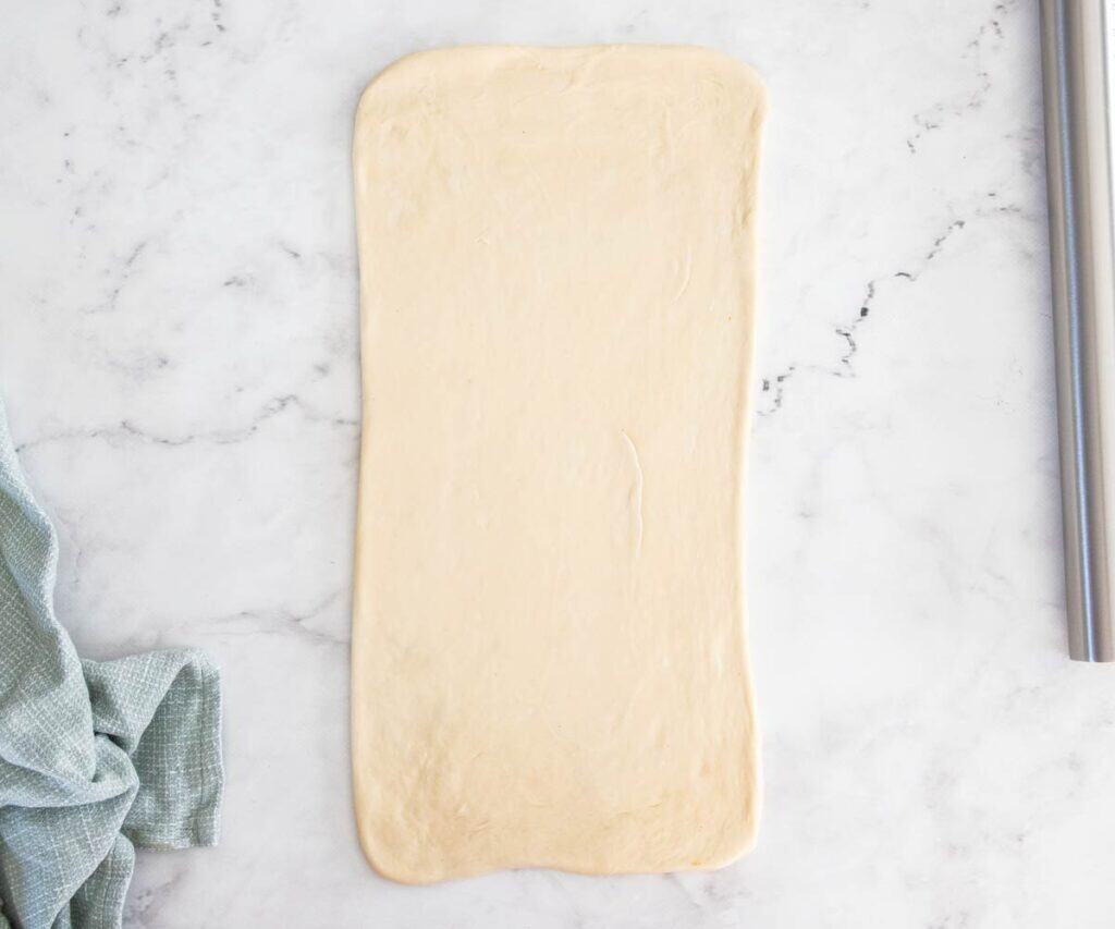 The dough rolled out ready to add the butter block.