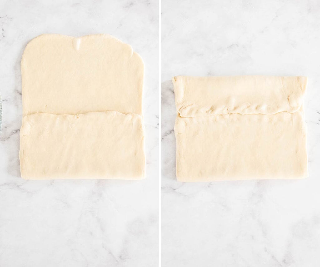 The dough showing the dough folded.