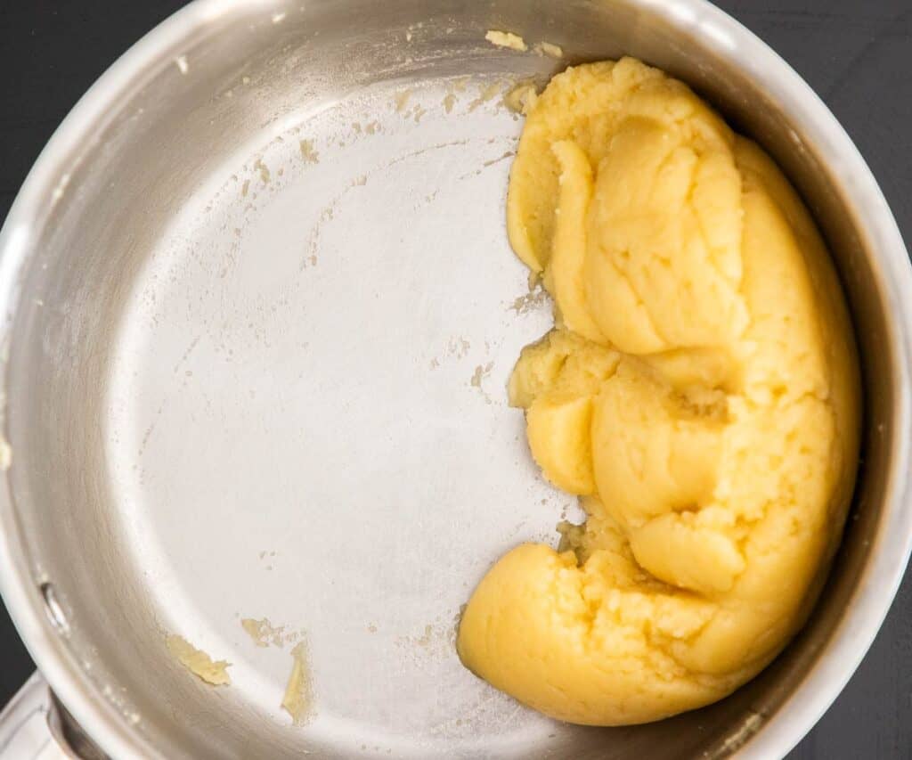 The panade in the pan, ready to use.