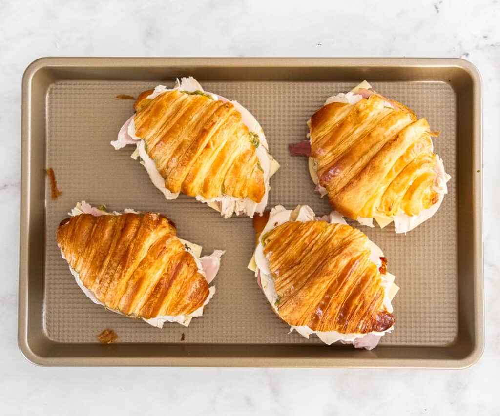 The filled croissants ready to bake.