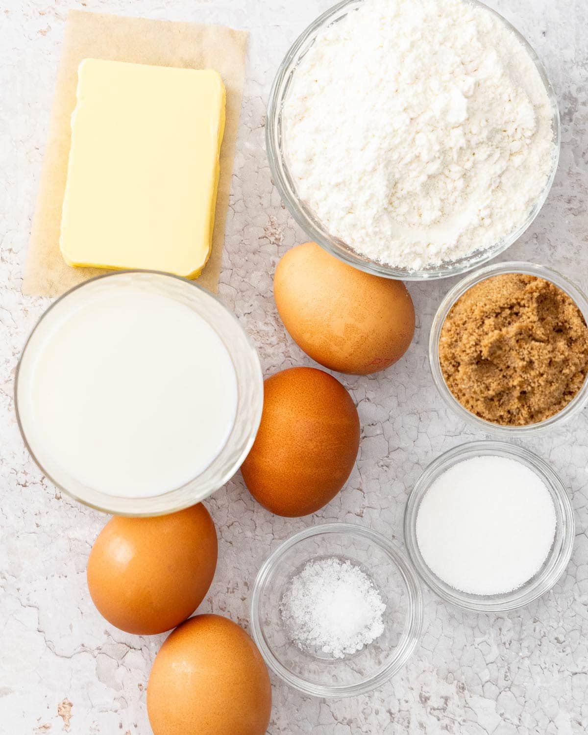 Ingredients for choux au craquelin.
