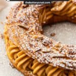 Closeup of the side of a Paris Brest.