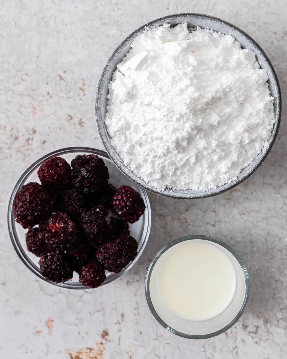 Ingredients for blackberry glaze.
