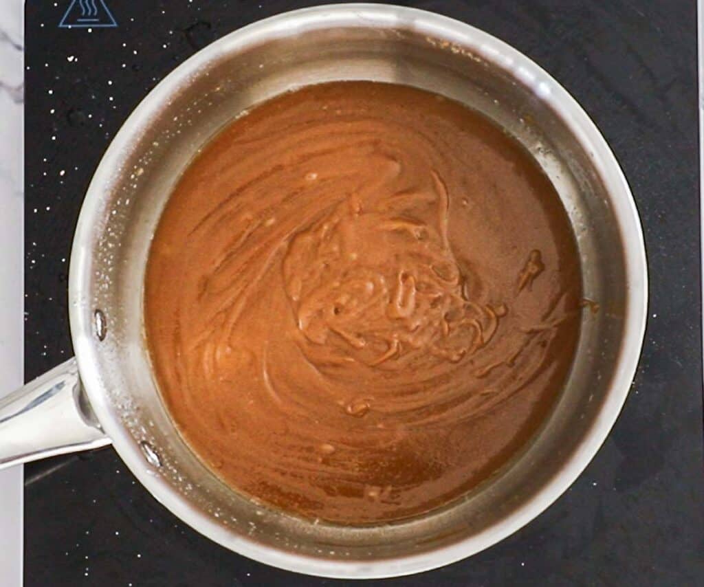 The sugar, butter and flour combined in a saucepan.