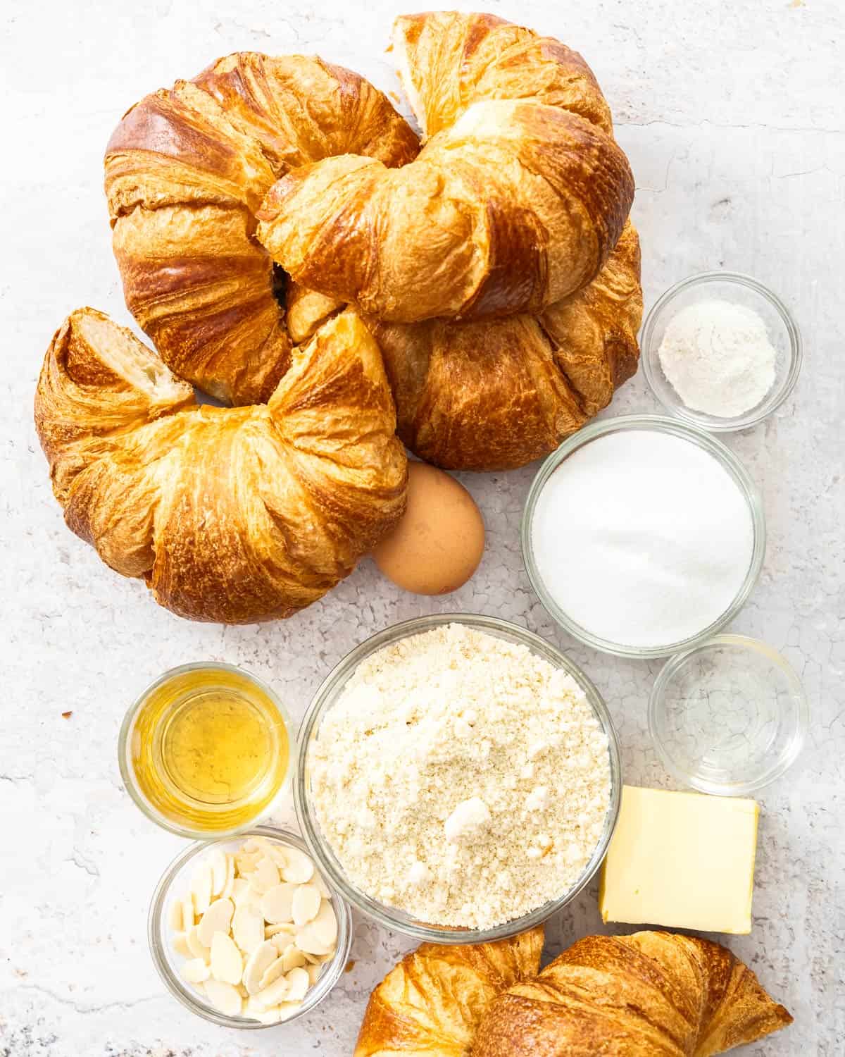 Ingredients for almond croissants.