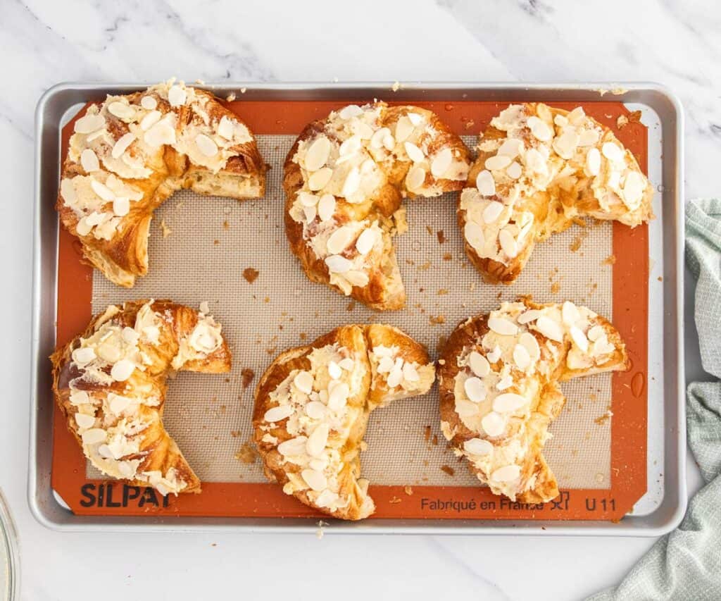 The almond filled croissants ready to bake.