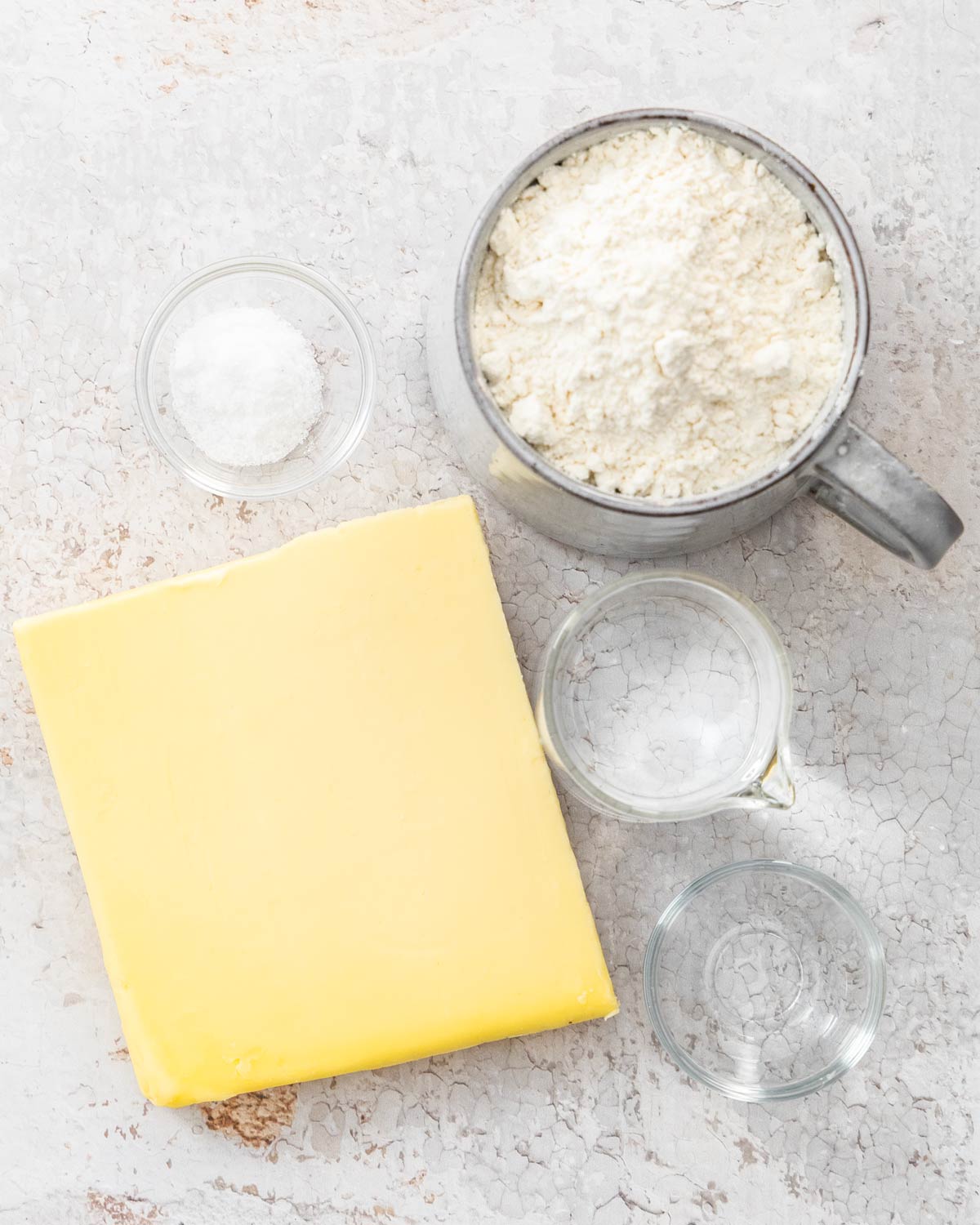 Ingredients for puff pastry.